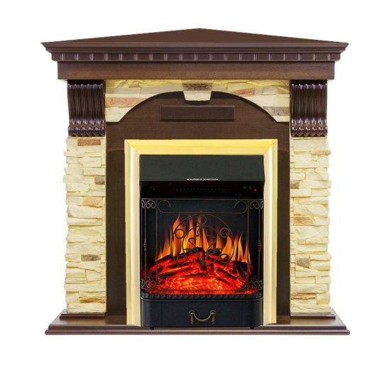 Каминокомплект Royal Flame Dublin угловой с очагом Majestic FX Brass