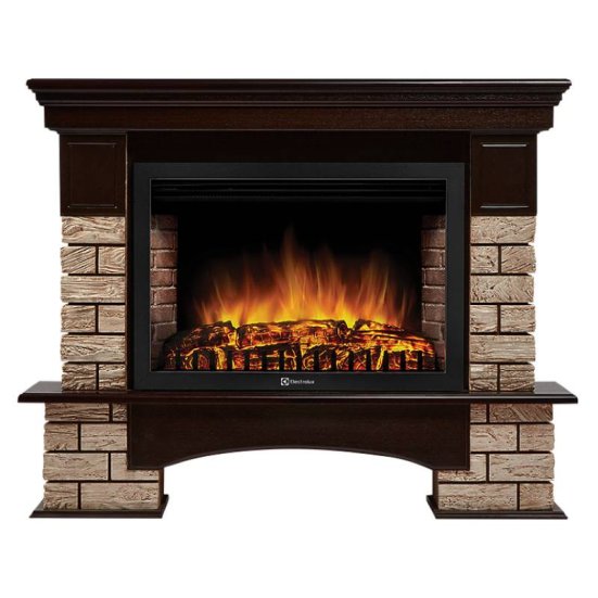 Каминокомплект Firelight Forte Wood 30 с очагом Electrolux EFP/P-3020LS камень коричневый/шпон темный дуб